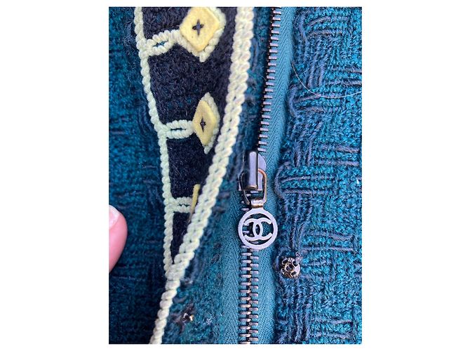 Chanel Tweedjacke aus Wolle Dunkelgrün - Ansicht 4