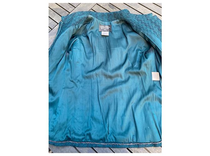 Chanel Tweedjacke aus Wolle Dunkelgrün - Ansicht 6