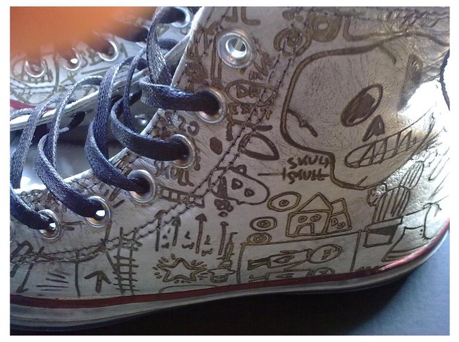 Converse Graffiti Sneaker aus Leder Eggshell Aus weiß - Ansicht 3