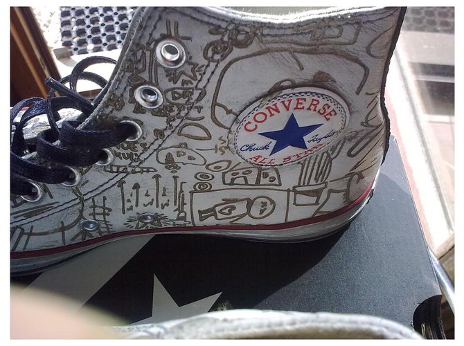 Converse Graffiti Sneaker aus Leder Eggshell Aus weiß - Ansicht 4