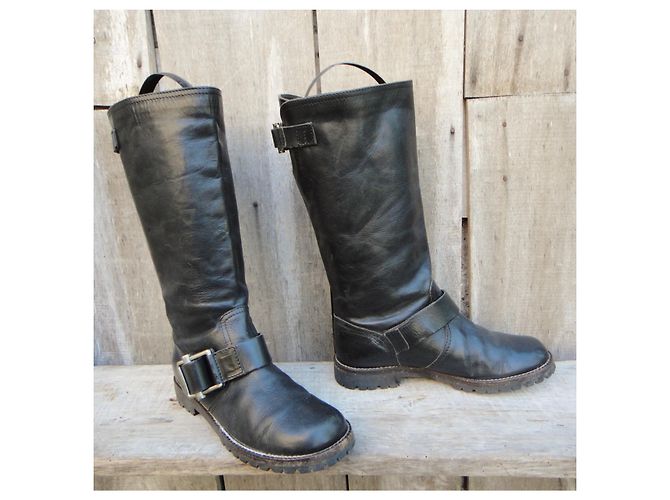 Botas biker Marni de cuero negras 37 Negro - vista 2