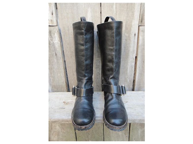 Botas biker Marni de cuero negras 37 Negro - vista 3