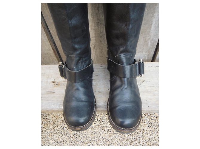 Botas biker Marni de cuero negras 37 Negro - vista 4