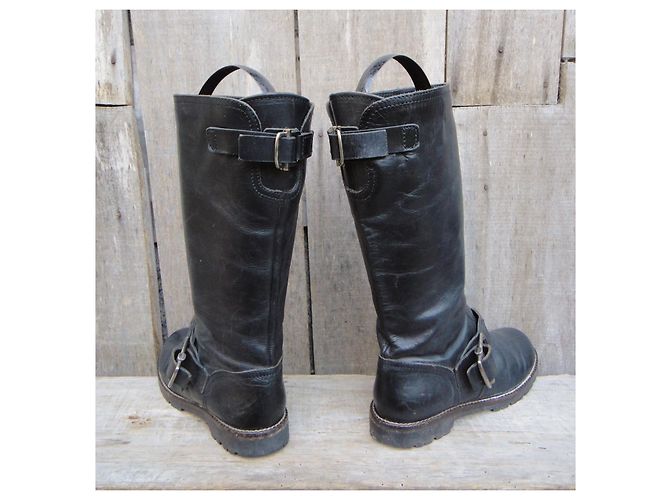 Botas biker Marni de cuero negras 37 Negro - vista 5