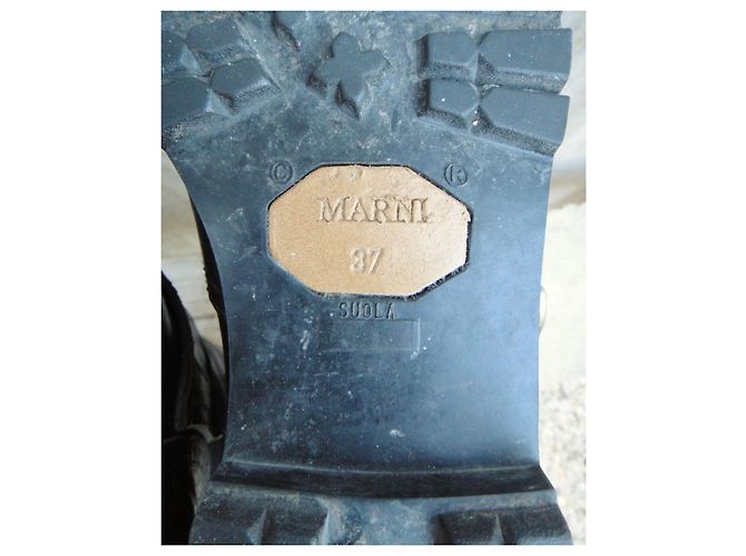 Botas biker Marni de cuero negras 37 Negro - vista 7