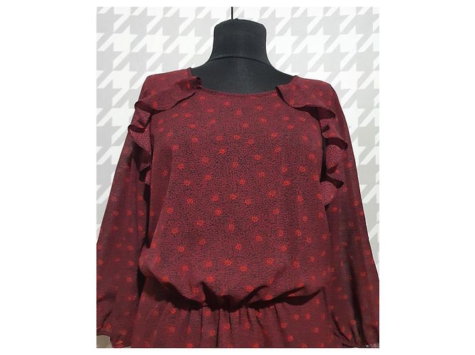 Ba&Sh Kleid Dunkelrot Polyester Elasthan Größe M Mehrfarben Bordeaux - Ansicht 2