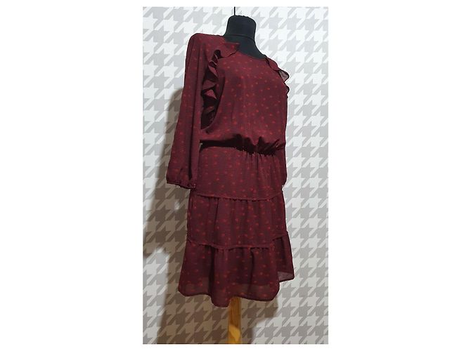 Ba&Sh Kleid Dunkelrot Polyester Elasthan Größe M Mehrfarben Bordeaux - Ansicht 3