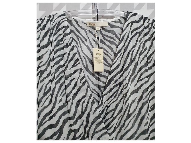 Maje May Kleid aus Viskose Zebra Print Schwarz Weiß Zebra-druck - Ansicht 2