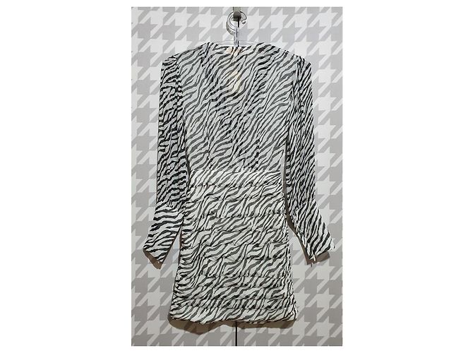 Maje May Kleid aus Viskose Zebra Print Schwarz Weiß Zebra-druck - Ansicht 3