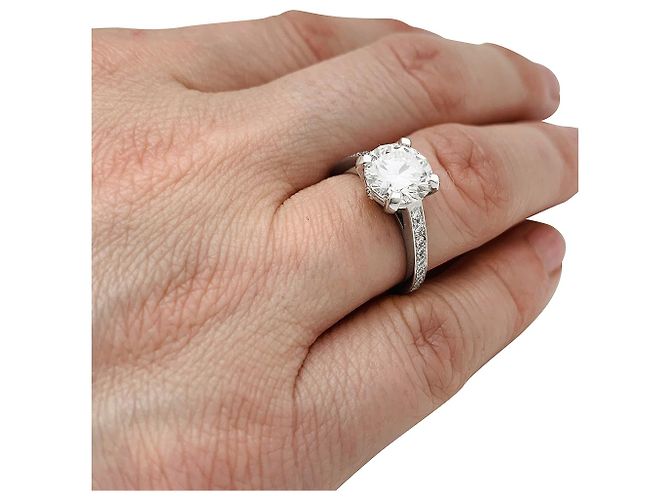 inconnue Platinring mit einem 2,02 Karat Diamanten - HRD-Zertifikat - Ansicht 9