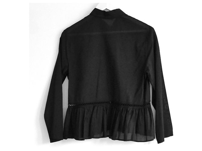 Autre Marque Blusa con peplum de algodón negro mate - vista 3