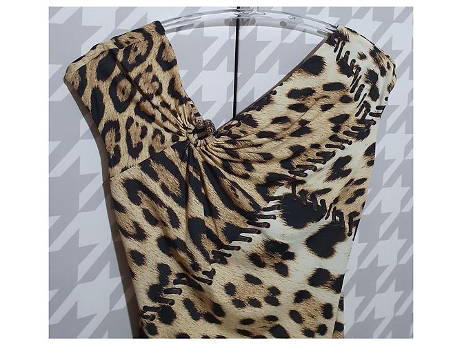Abito Roberto Cavalli Leopardato IT42 Multicolore Stampa leopardo - vista 4