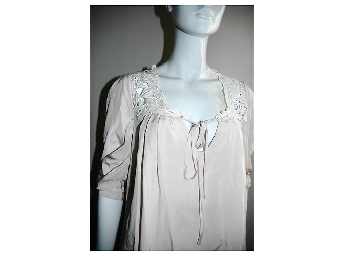 Temperley London Minivestido Temperley de seda e renda Branco Cru - vista 2
