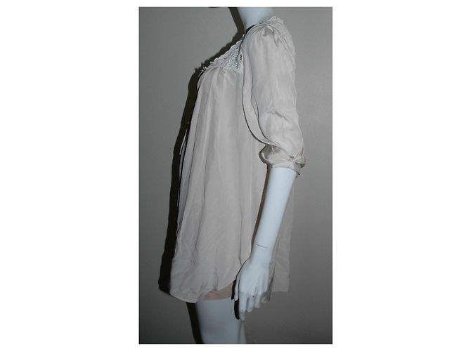 Temperley London Minivestido Temperley de seda e renda Branco Cru - vista 3
