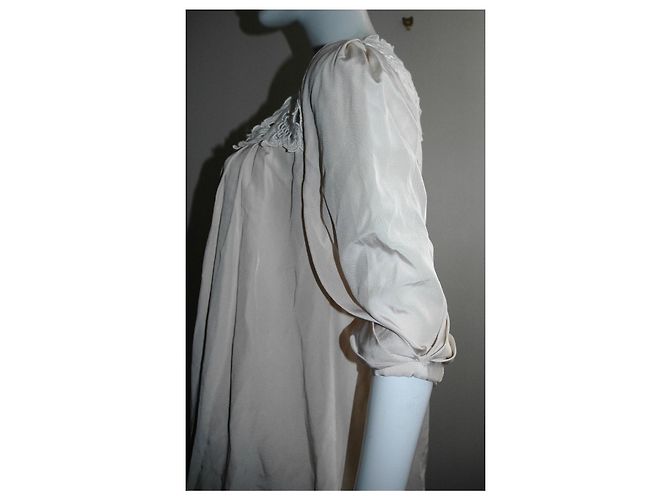 Temperley London Minivestido Temperley de seda e renda Branco Cru - vista 4