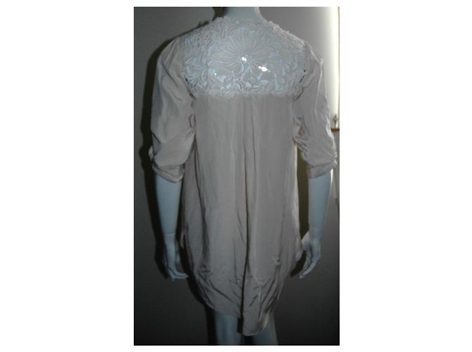 Temperley London Minivestido Temperley de seda e renda Branco Cru - vista 5