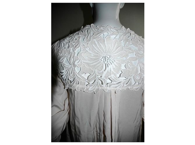Temperley London Minivestido Temperley de seda e renda Branco Cru - vista 6