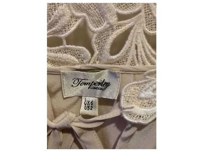 Temperley London Minivestido Temperley de seda e renda Branco Cru - vista 8