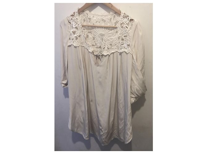 Temperley London Minivestido Temperley de seda e renda Branco Cru - vista 9