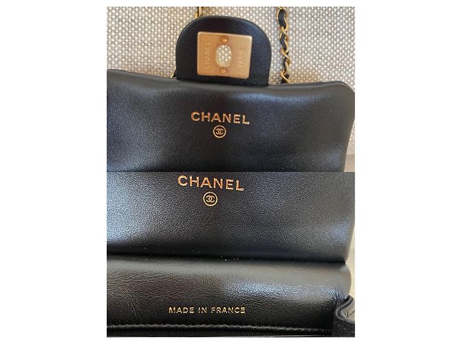 Chanel Kartenetui aus schwarzem Kalbsleder mit Goldkette - Ansicht 11