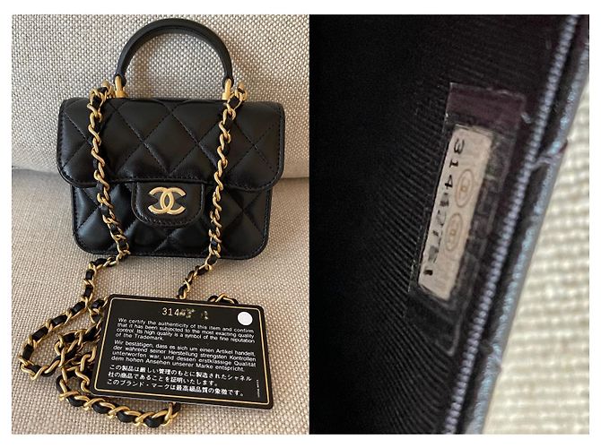 Chanel Portamonete con patta in pelle di agnello nera Runway con catena Nero - vista 9