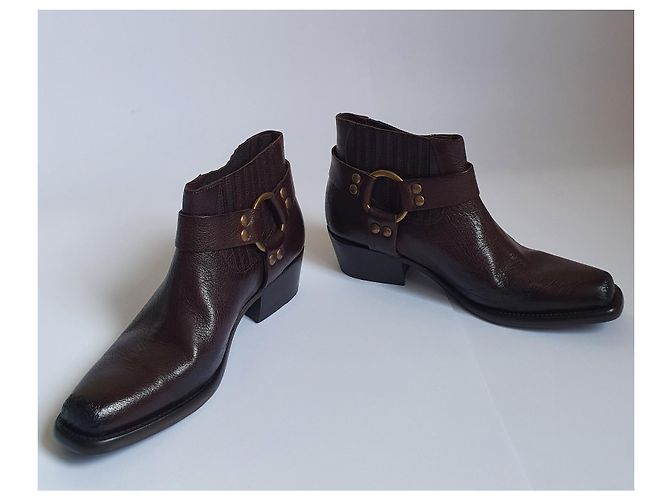 Botas Maje de piel marrón Castaño - vista 3
