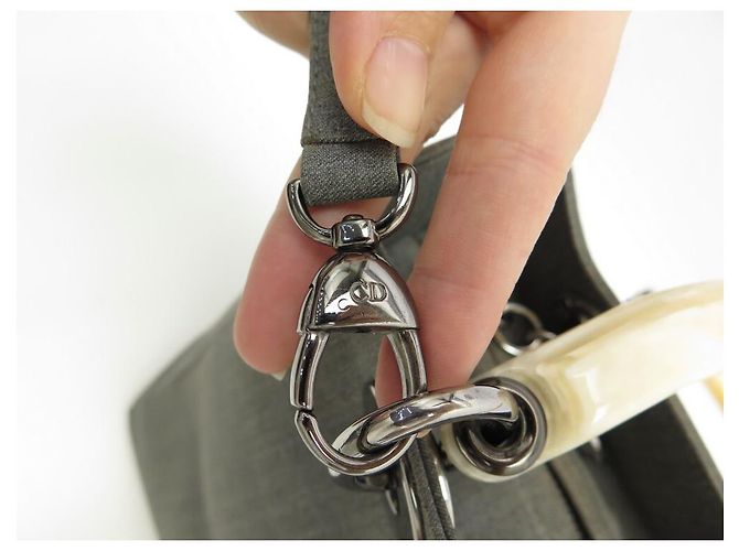 CHRISTIAN DIOR LADY SMALL BAG HANDTASCHE CANVAS GRAU CANVAS HANDTASCHE - Ansicht 11