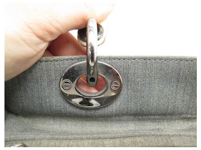 CHRISTIAN DIOR LADY SMALL BAG HANDTASCHE CANVAS GRAU CANVAS HANDTASCHE - Ansicht 13