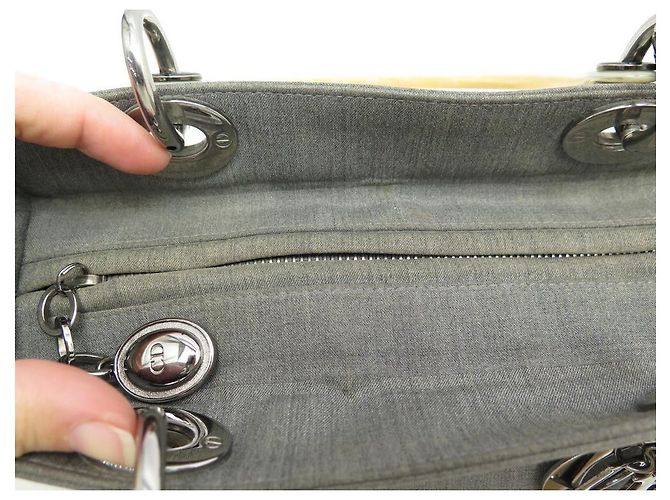 CHRISTIAN DIOR LADY SMALL BAG HANDTASCHE CANVAS GRAU CANVAS HANDTASCHE - Ansicht 15