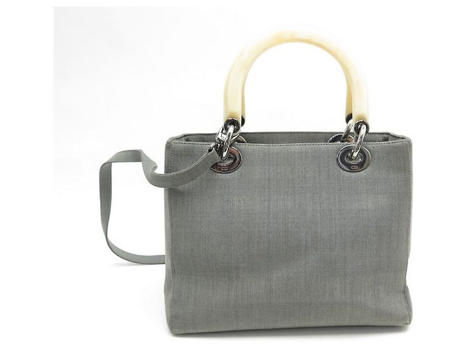 CHRISTIAN DIOR LADY SMALL BAG HANDTASCHE CANVAS GRAU CANVAS HANDTASCHE - Ansicht 2