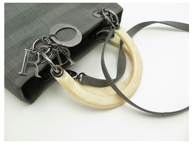 CHRISTIAN DIOR LADY SMALL BAG HANDTASCHE CANVAS GRAU CANVAS HANDTASCHE - Ansicht 6