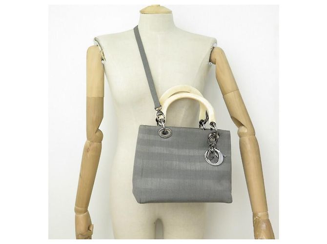 CHRISTIAN DIOR LADY SMALL BAG HANDTASCHE CANVAS GRAU CANVAS HANDTASCHE - Ansicht 7