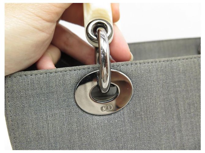 CHRISTIAN DIOR LADY SMALL BAG HANDTASCHE CANVAS GRAU CANVAS HANDTASCHE - Ansicht 9