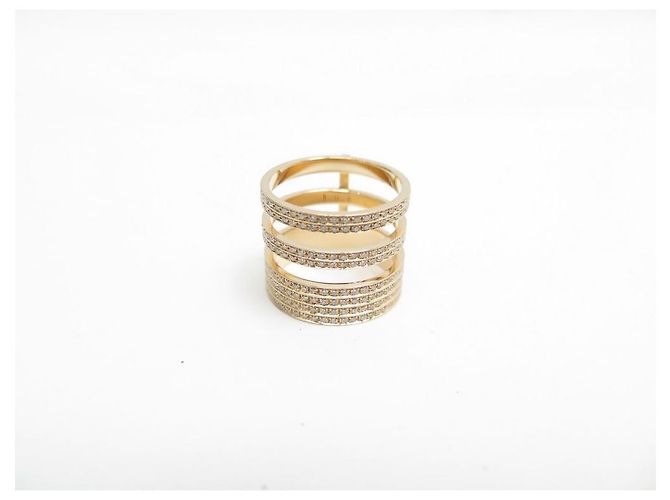 ANELLO REPOSSI MODULO BERBERE 3 RIGHE DIAMANTI E ORO ROSA 18k t54 Squillare D'oro - vista 2