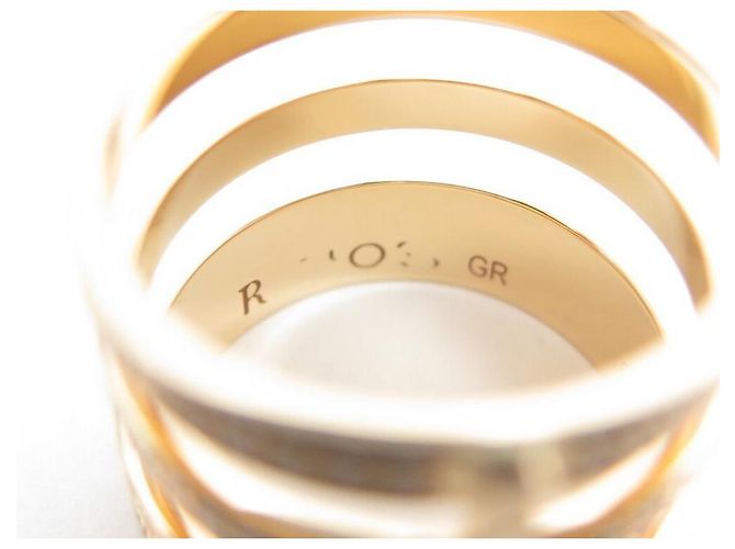 ANELLO REPOSSI MODULO BERBERE 3 RIGHE DIAMANTI E ORO ROSA 18k t54 Squillare D'oro - vista 3