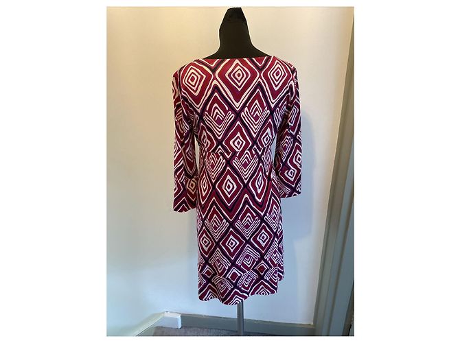 Diane Von Furstenberg Vestido de seda DvF Laetitia con estampado de rombos Multicolor Fucsia - vista 2