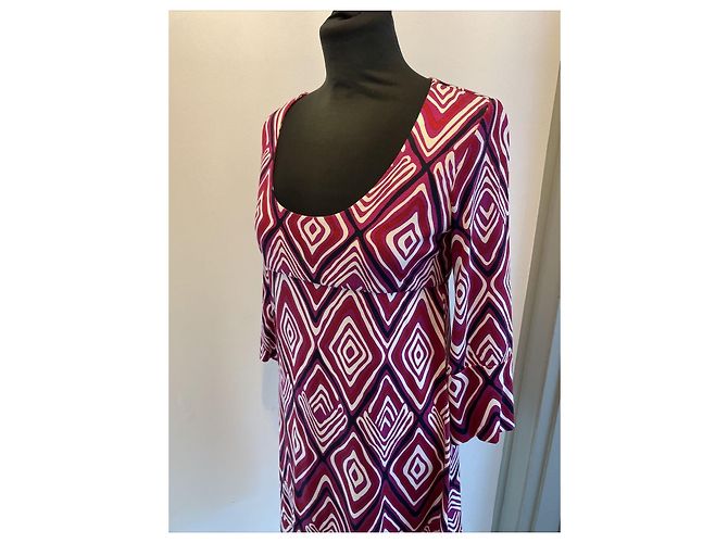 Diane Von Furstenberg Vestido de seda DvF Laetitia con estampado de rombos Multicolor Fucsia - vista 5