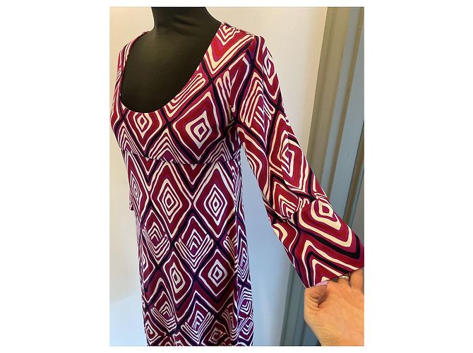 Diane Von Furstenberg Vestido de seda DvF Laetitia con estampado de rombos Multicolor Fucsia - vista 6