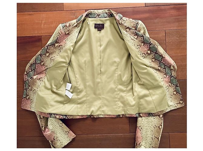 Anne Klein Jacke Python Print Baumwolle Seide Khaki Grün Python drucken - Ansicht 2