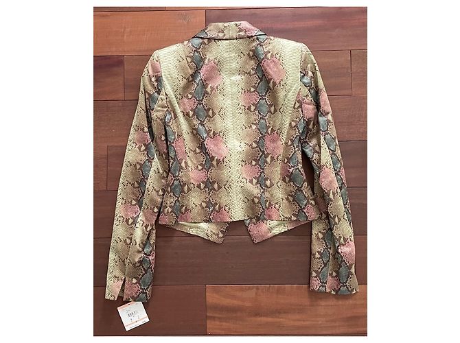 Anne Klein Jacke Python Print Baumwolle Seide Khaki Grün Python drucken - Ansicht 7