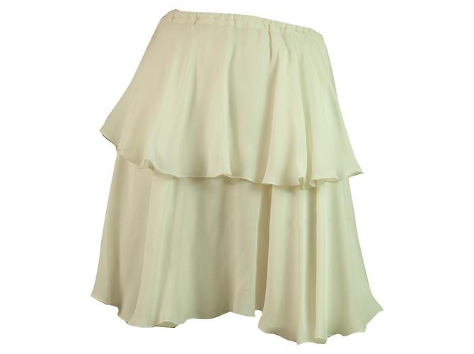 Dondup Marfil 100%Tamaño de la minifalda en capas de gasa de seda 40 Blanco - vista 3