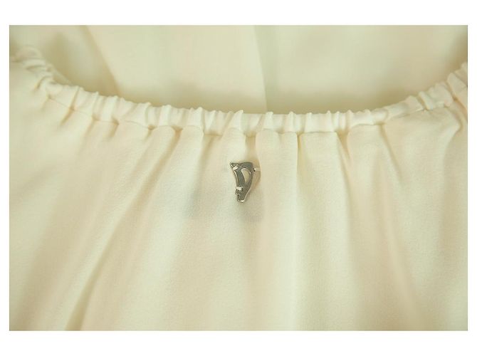 Dondup Marfil 100%Tamaño de la minifalda en capas de gasa de seda 40 Blanco - vista 6