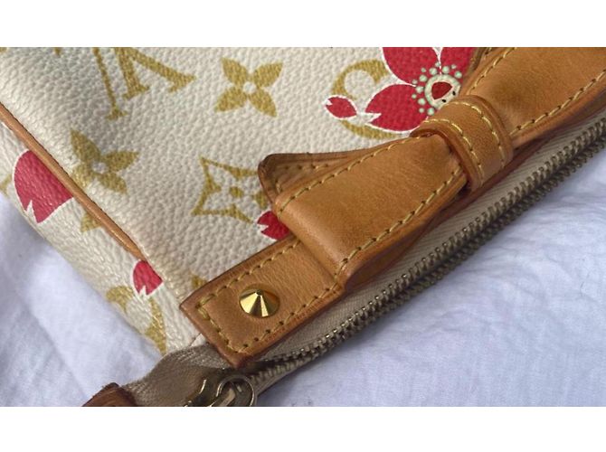 Louis Vuitton fiore di ciliegio Rosso Beige D'oro Crema - vista 10