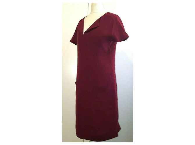 Rojo oscuro (borgoña) Vestido de seda Balenciaga Burdeos - vista 2