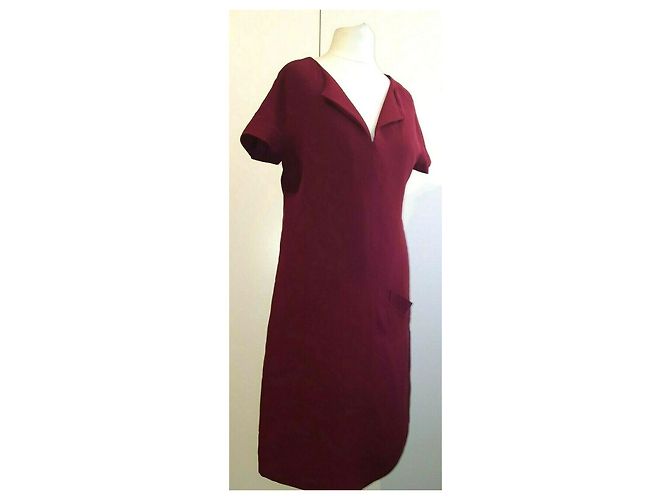 Rojo oscuro (borgoña) Vestido de seda Balenciaga Burdeos - vista 3