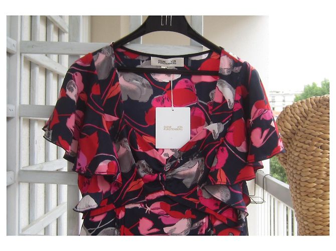 Top de seda Diane Von Furstenberg Rojo Floating Florals Night Roja - vista 2