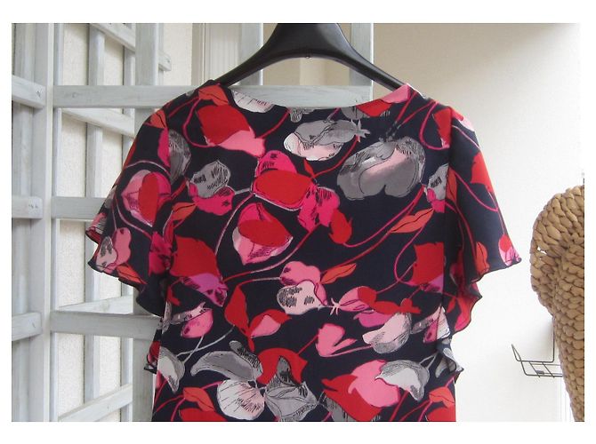 Top de seda Diane Von Furstenberg Rojo Floating Florals Night Roja - vista 8