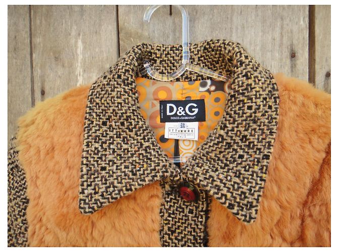 Kaninchen- & Tweed-Jacke Dolce & Gabbana t 36 Orange - Ansicht 2