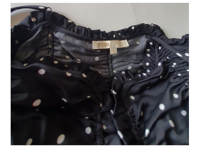 Maje Kleid mit Polka Dots Schwarz Viskose - Ansicht 4