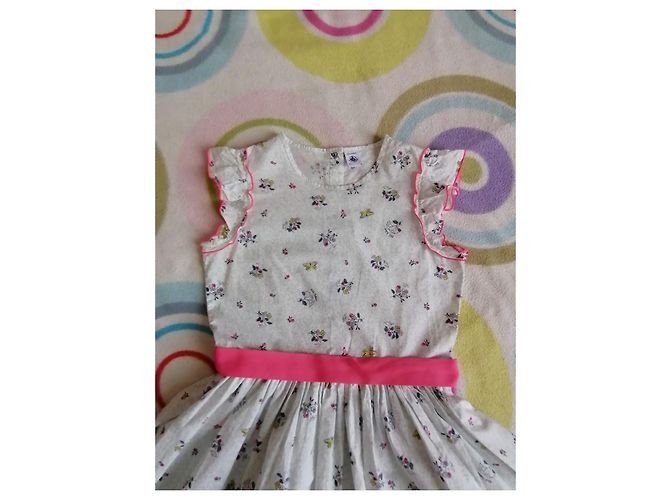 Robe Petit Bateau Blanche en Coton Imprimé Fleurs et Papillons 10ans - vue 2